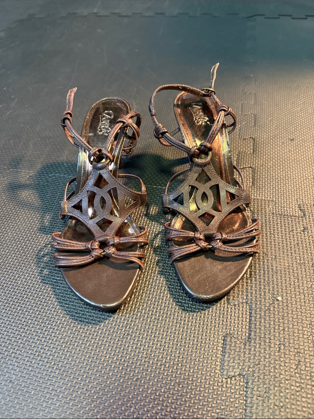 Carlos Santana Bronze Brown Strappy Heeled Sandals
